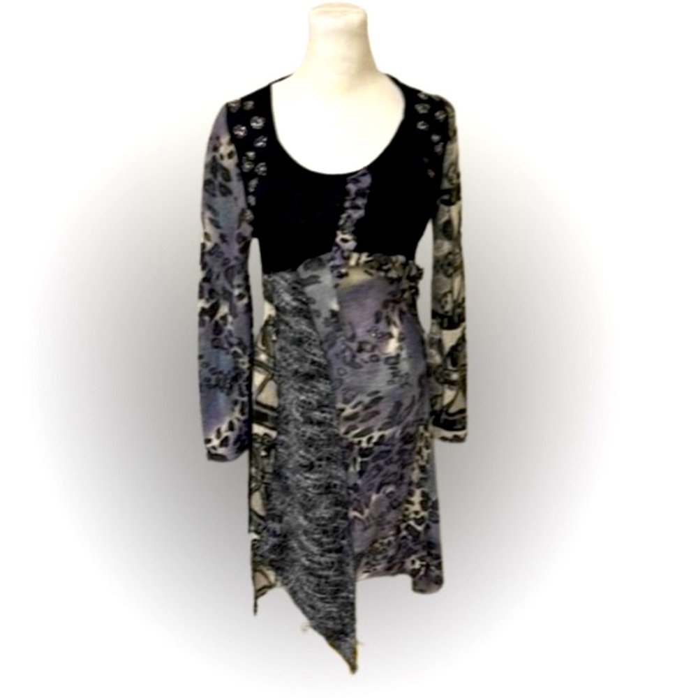 LV Collection Patchwork Long Sleeve Dress Size Large